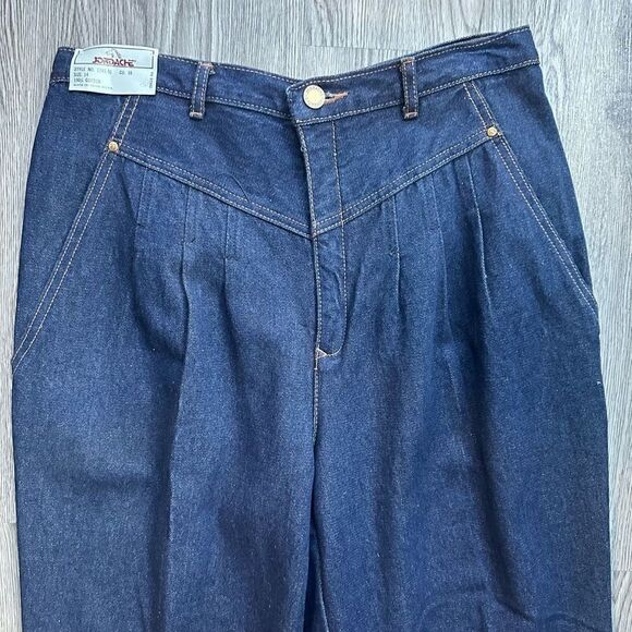 Rare 80s NWT Jordache Pleated Front High Waisted Denim Blue Jeans Size 14 Vintag - Picture 1 of 7